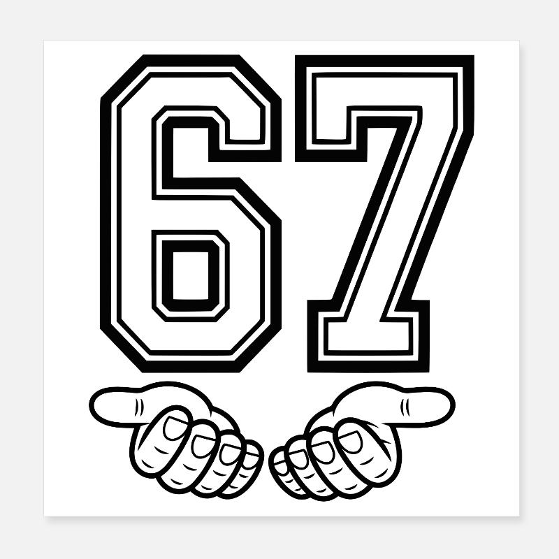 SIX SEVEN – 67 Mèmes numéros dans un look rétro Poster 20 x 20 cm