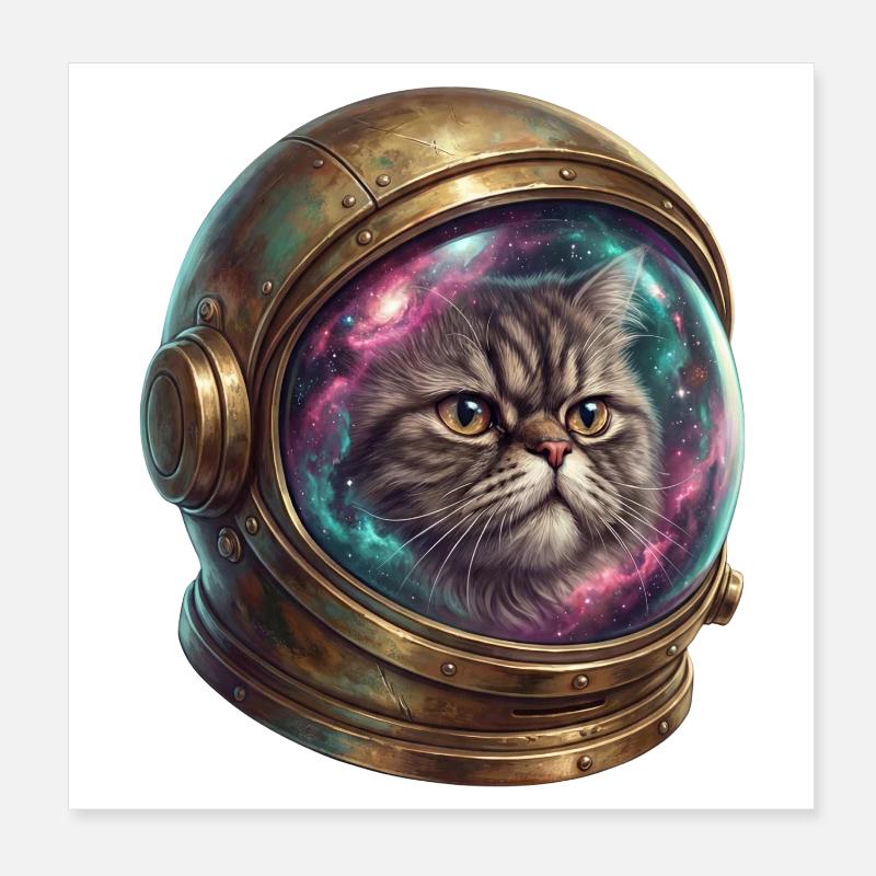 Cat astronaut in space helmet Poster 8" x 8" (20x20 cm)