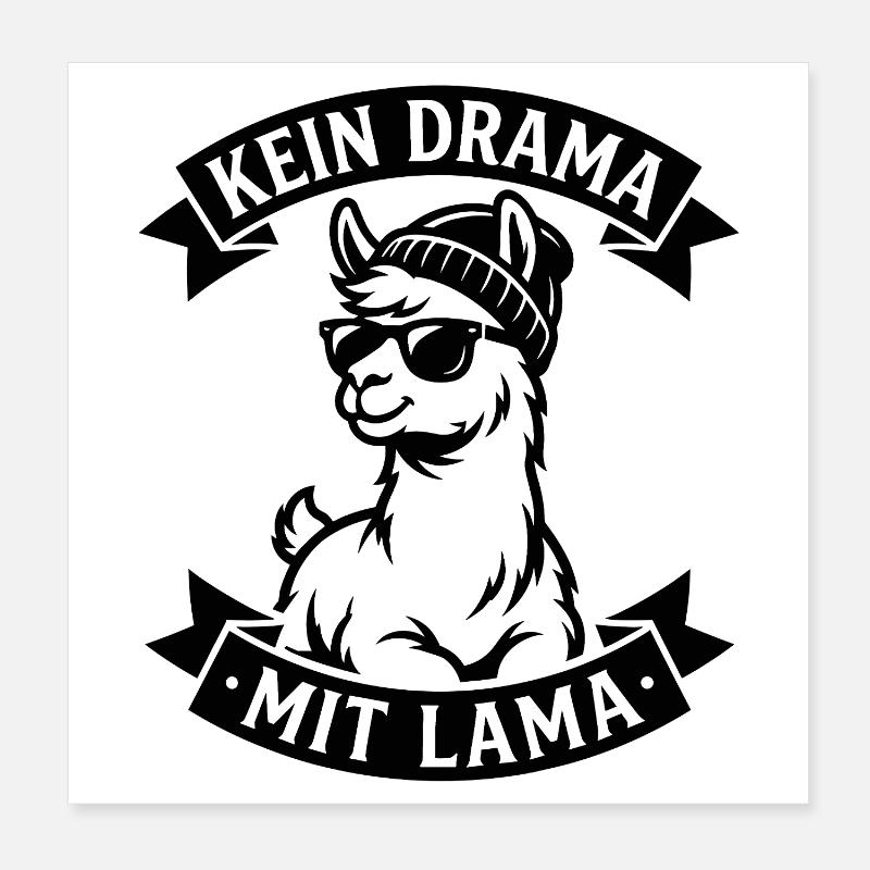 Pas de drame avec le lama - Poster 20 x 20 cm - blanc