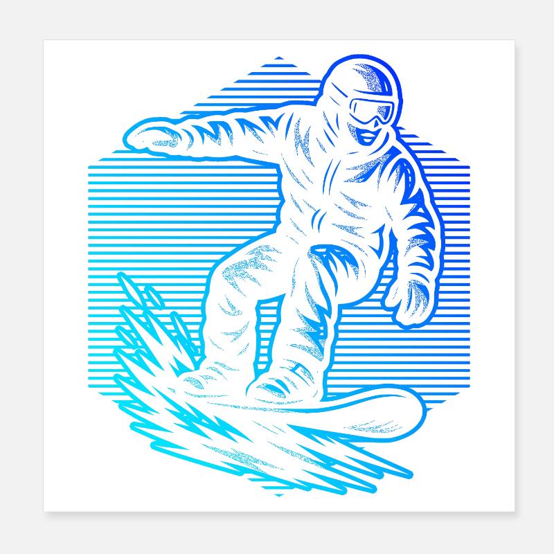 Conception vintage de snowboard pour snowboard Poster 20 x 20 cm