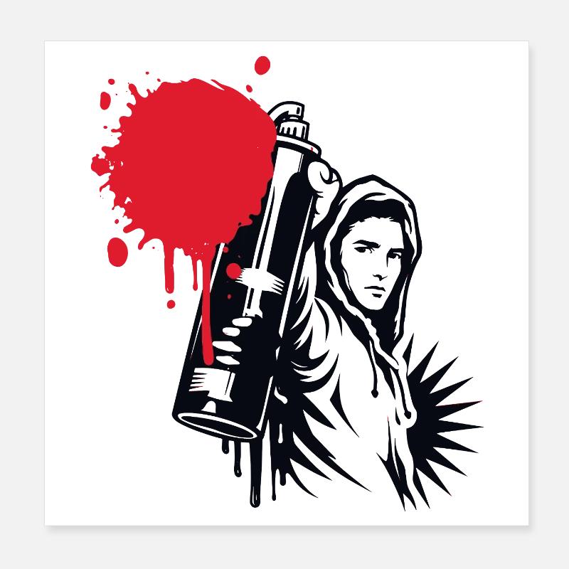 Pulvérisateur à graffiti avec bombe de peinture dans le style urbain Poster 20 x 20 cm