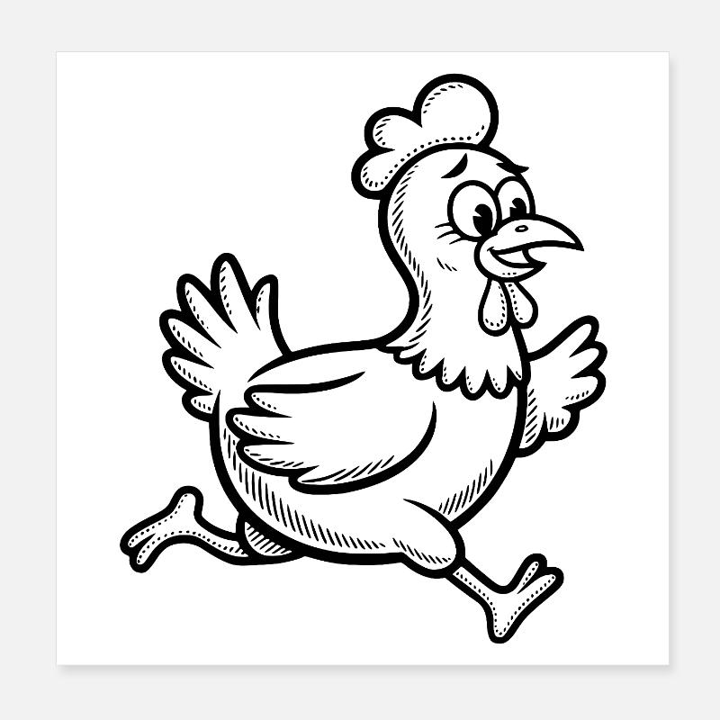 Funny Chicken Hen Rooster Rooster Racing Running Poster 8" x 8" (20x20 cm)
