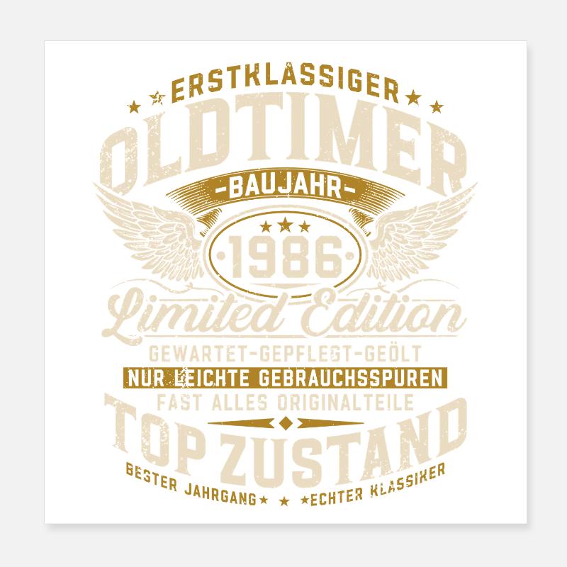 40. Geburtstag 1986 Oldtimer Geschenk Retro Poster 20x20 cm