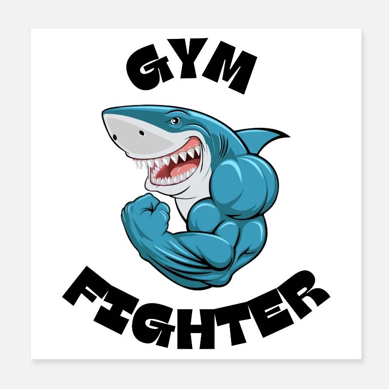 Pose de puissance du Requin Musclé Bleu Poster 20 x 20 cm