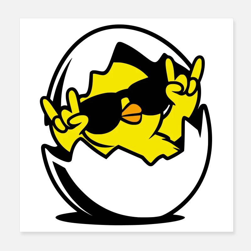 Rock Chick – Cool Chick in an Egg Poster 8" x 8" (20x20 cm)