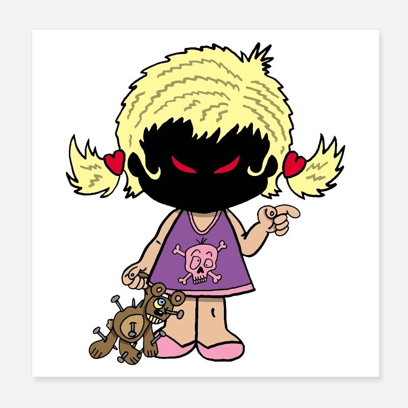 Dämonisches kleines Mädchen Poster 20x20 cm