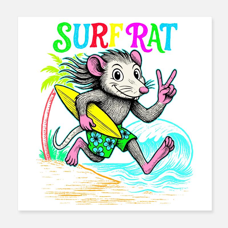 Surf Rat Surfing Poster 20x20 cm