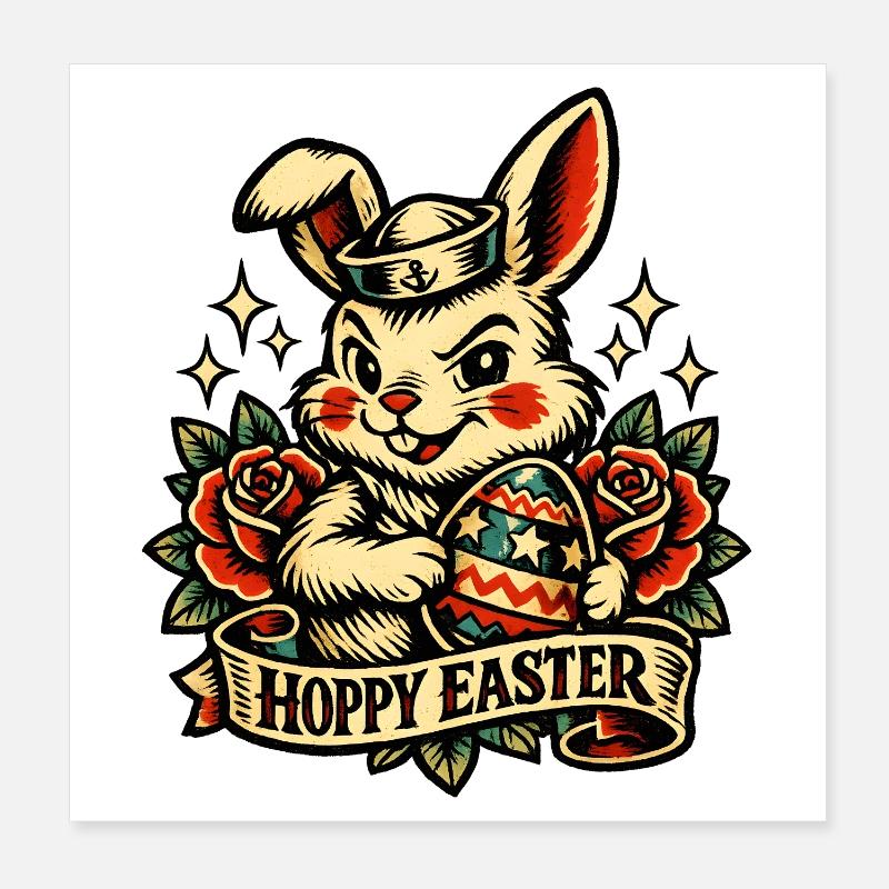 Bunny Bunny Spring Summer Easter Garden Poster 8" x 8" (20x20 cm)