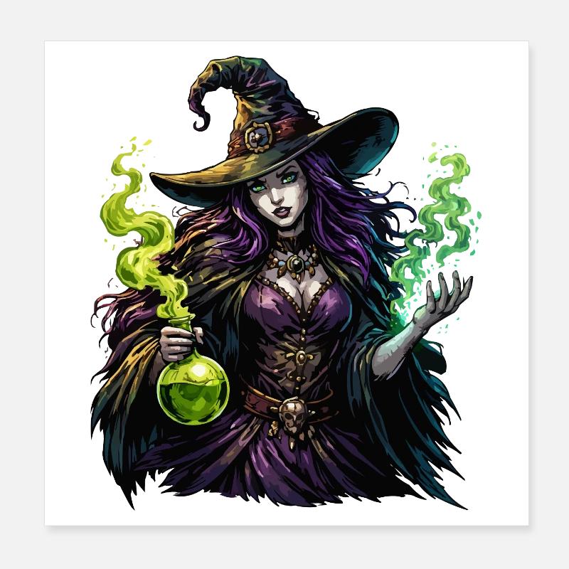Sorcière avec Potion Poster 20 x 20 cm