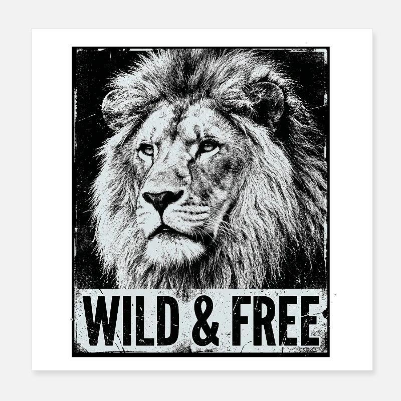 Lion sauvage et libre Poster 20 x 20 cm