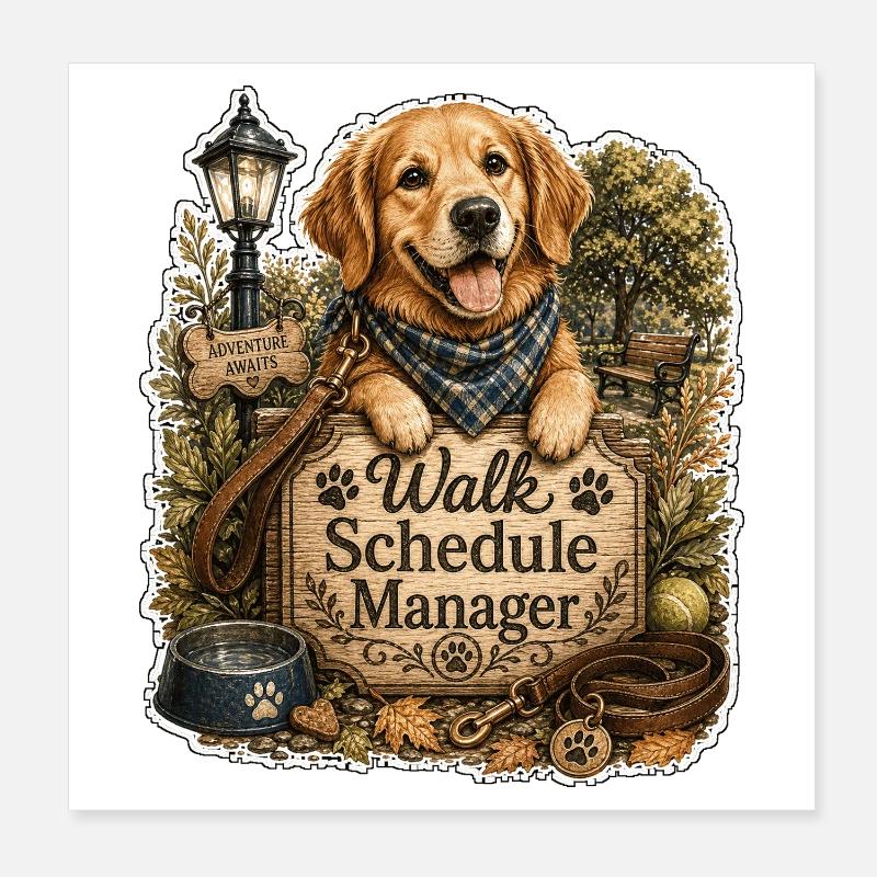 Walk Schedule Manager Dog Poster 8" x 8" (20x20 cm)