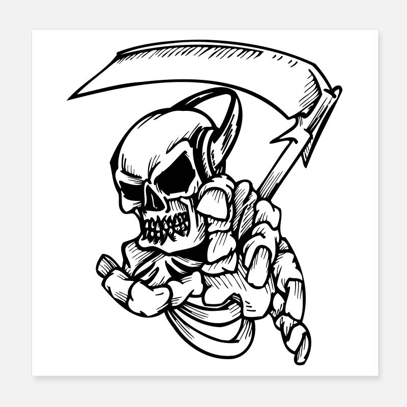 Squelette avec scythe Poster 20 x 20 cm