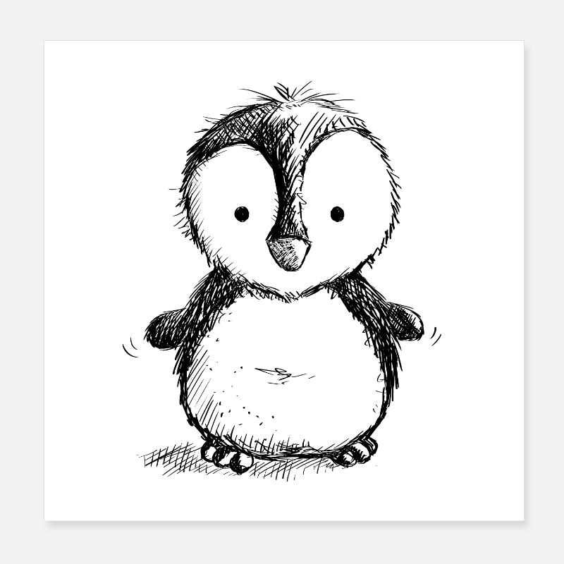 Pinguin Baby - PInguine - Wildtier - Vogel - Comic Poster 20x20 cm