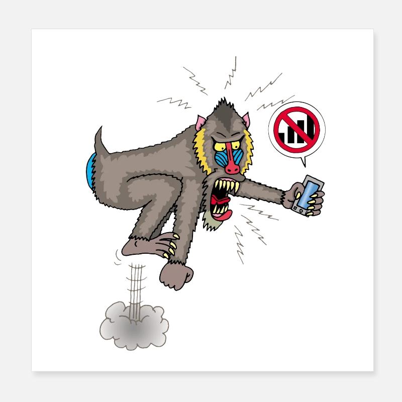 Affe und Handy Poster 20x20 cm
