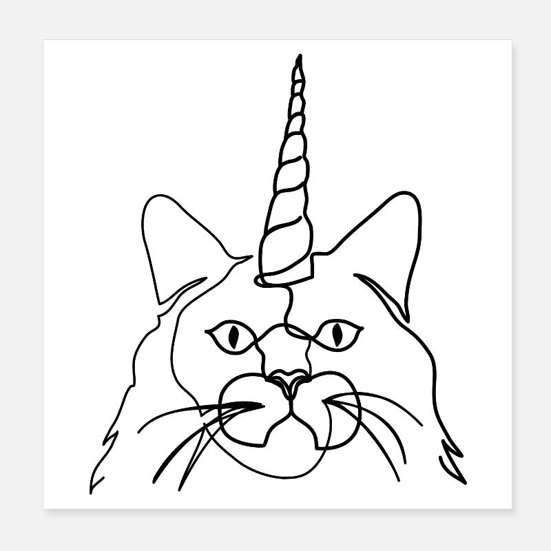 Chat Licorne - Chat Licorne Poster 20 x 20 cm