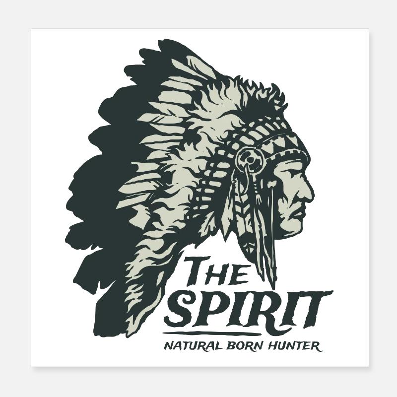 Indianer Häuptling Apache Federschmuck Geschenk Poster 20x20 cm