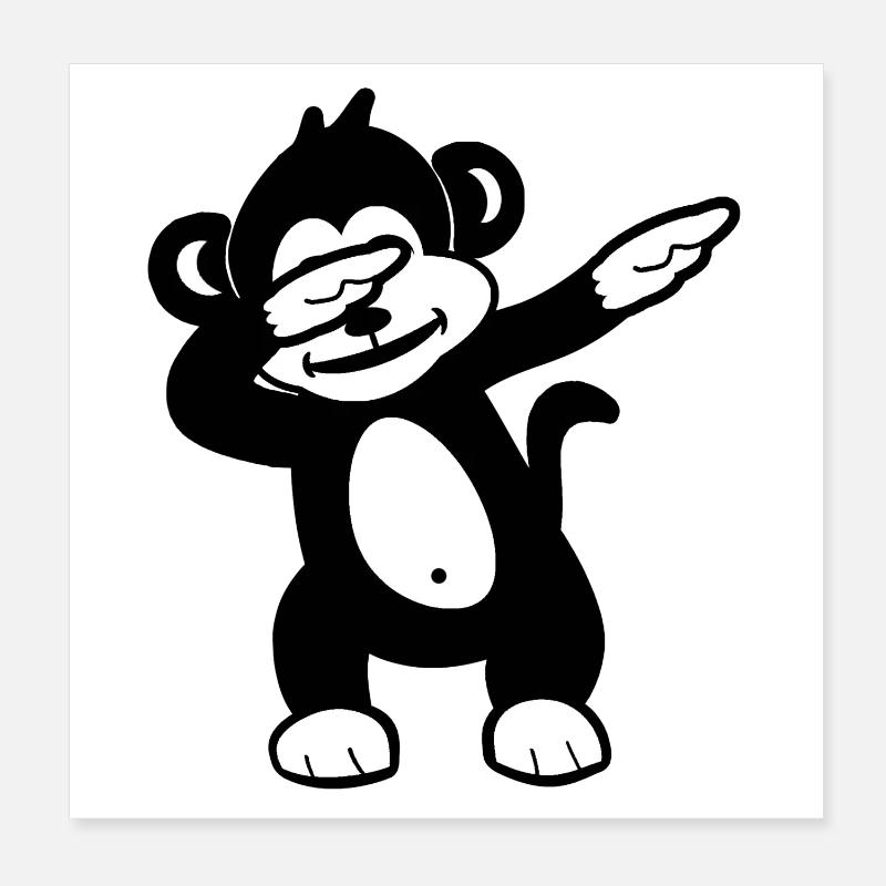 Monochrome Panda Wink Doodle Poster 8" x 8" (20x20 cm)