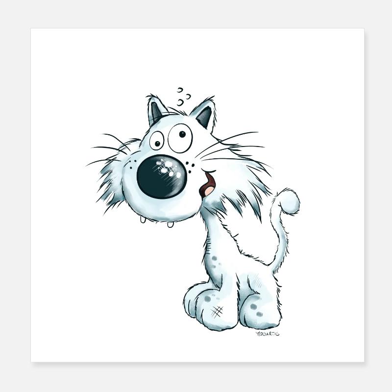 Freche Katze I Kätzchen Cartoon  Poster 20x20 cm