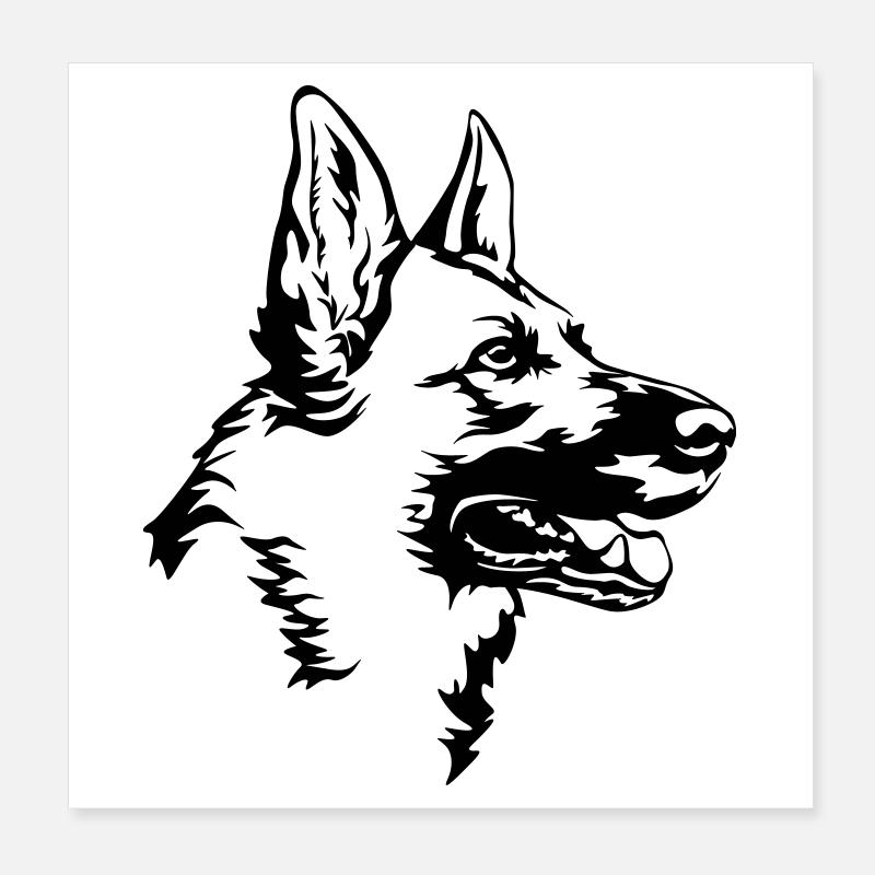 Deutscher Schäferhund Kopf Poster 20x20 cm