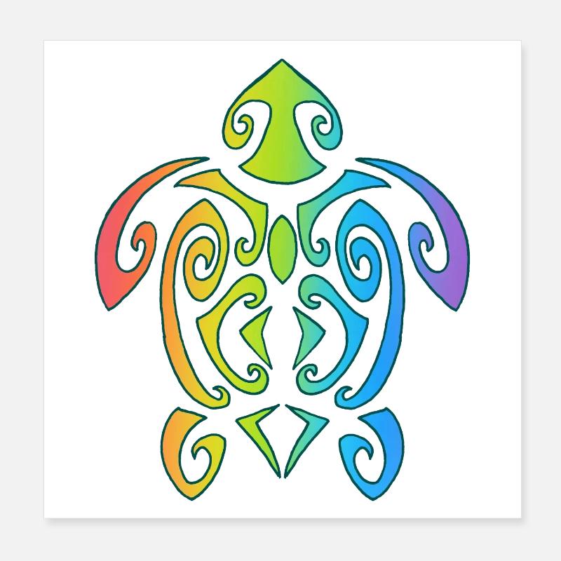 Tortue polynésienne arc-en-ciel Poster 20 x 20 cm