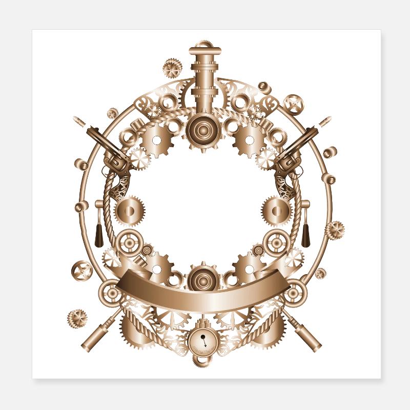 Steampunk frame in steam engine look Poster 8" x 8" (20x20 cm)