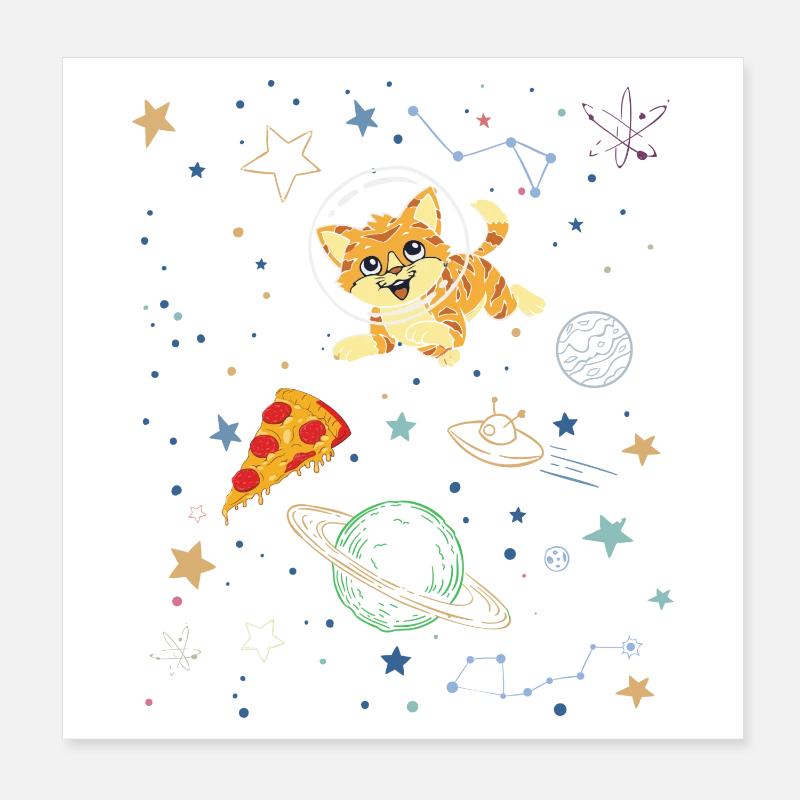 chat joueur dans la scène de l’espace cosmique Poster 20 x 20 cm
