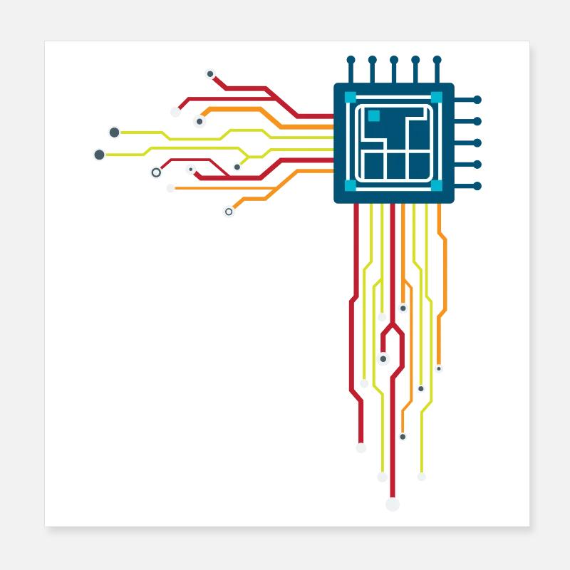 Computer chip - Creative illustration Poster 8" x 8" (20x20 cm)