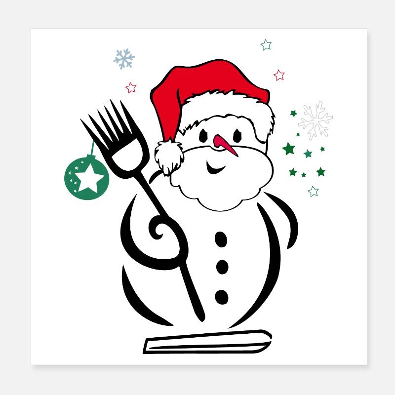 Schneemann, Weihnachtsmann Poster 20x20 cm