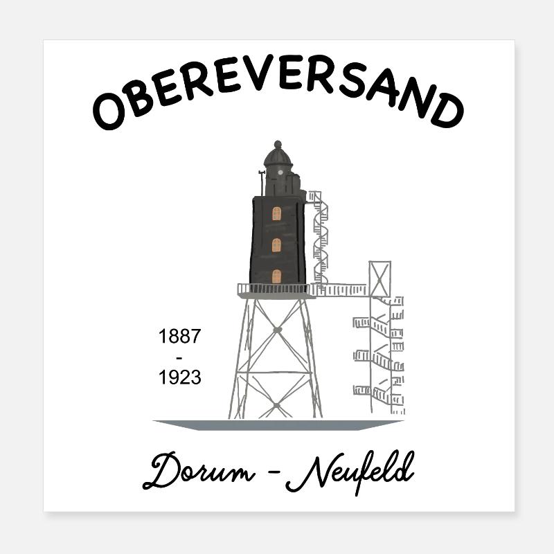 Phare d'Obereversand, Dorum-Neufeld, Mer du Nord Poster 20 x 20 cm