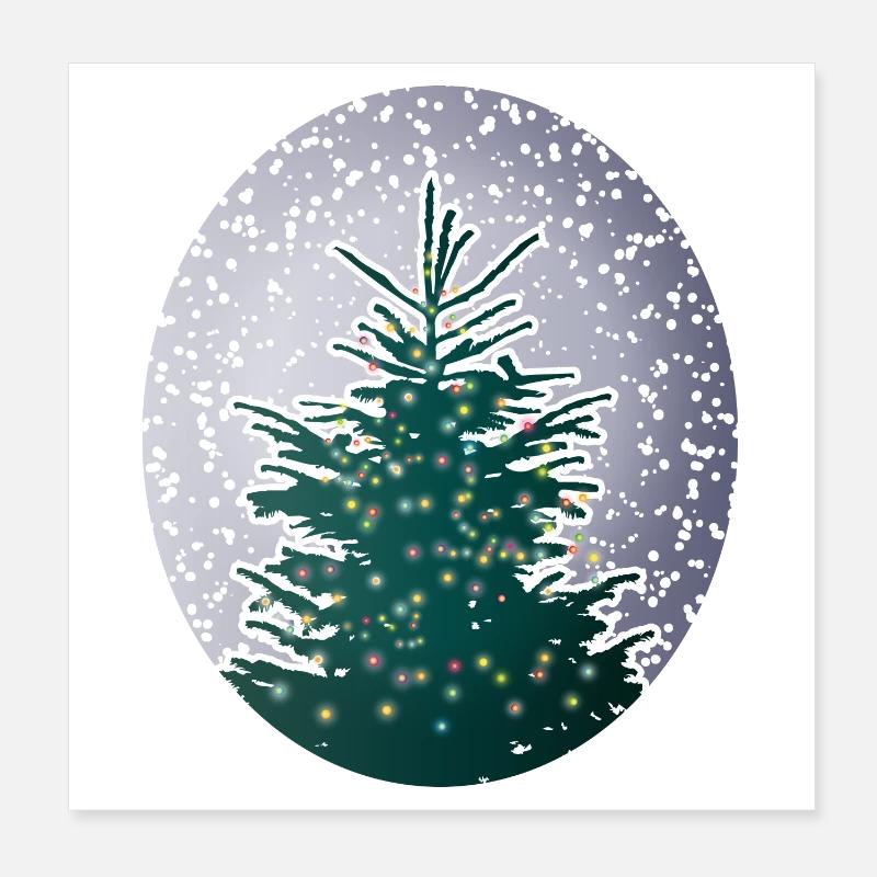 beleuchteter Weihnachtsbaum im Schnee Poster 20x20 cm