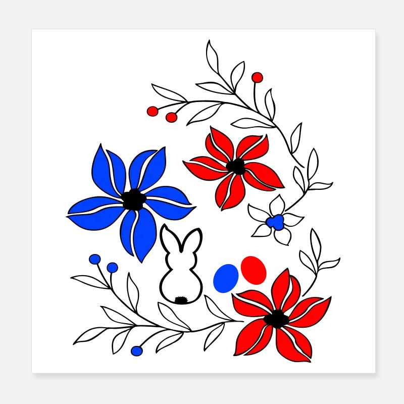 Pâques, vrilles florales Poster 20 x 20 cm