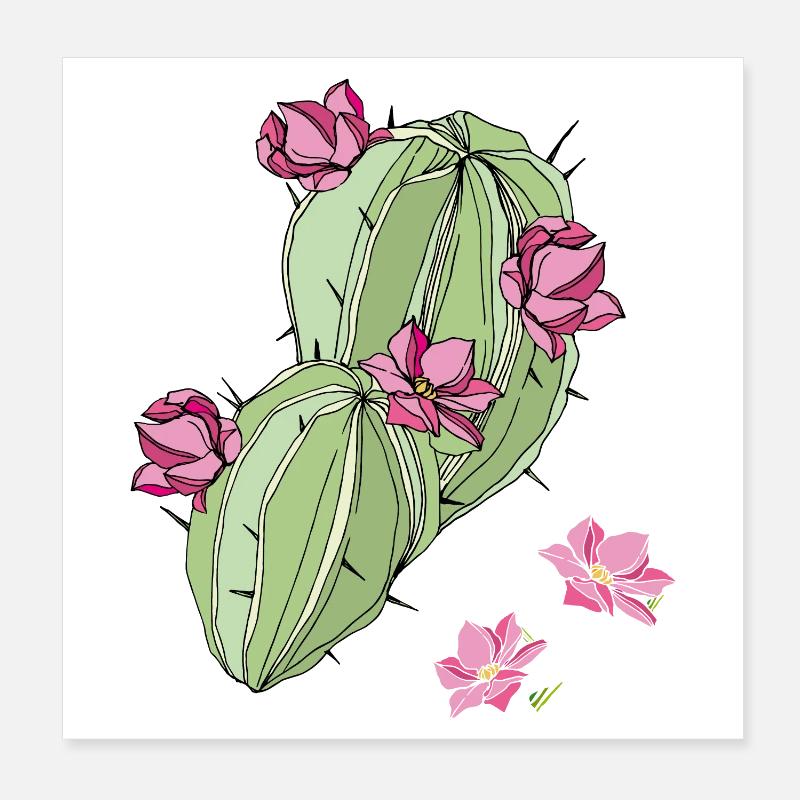 Cactus à fleurs Poster 20 x 20 cm