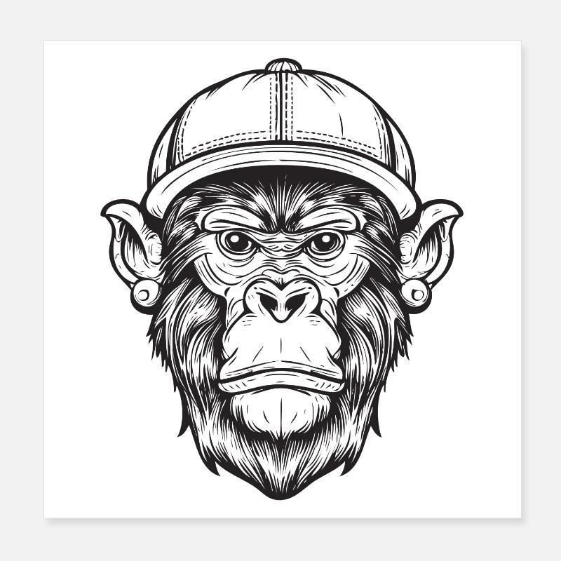 Singe Funky Poster 20 x 20 cm