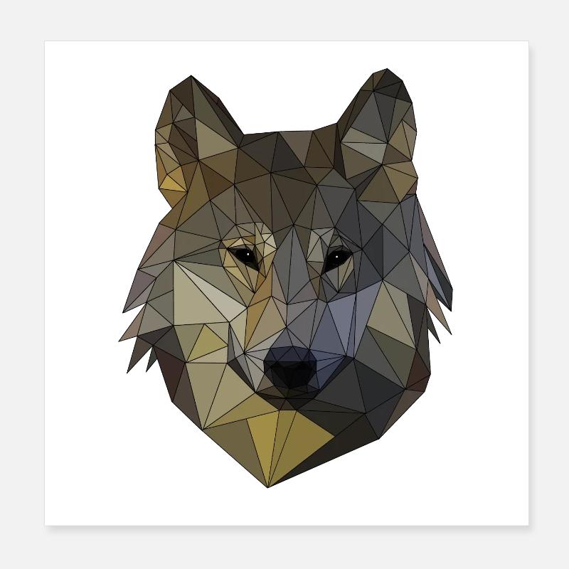 Polygon Wolf Triangular Mosaic Shapes Polyart Poster 8" x 8" (20x20 cm)