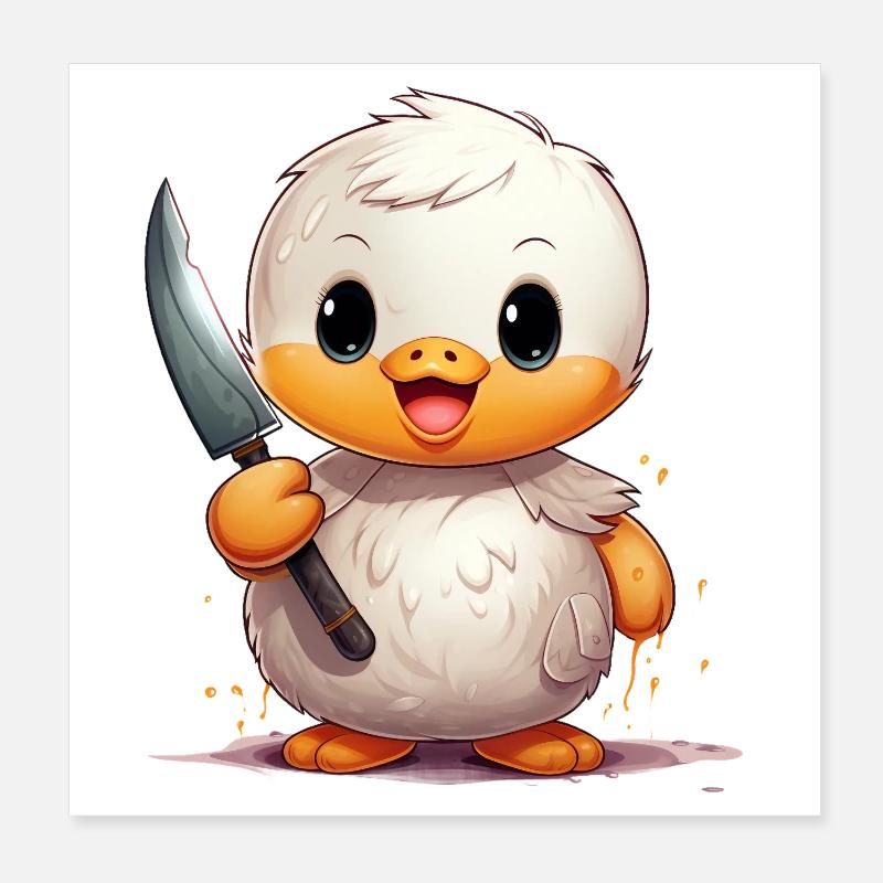 Canard mignon avec couteau Poster 20 x 20 cm