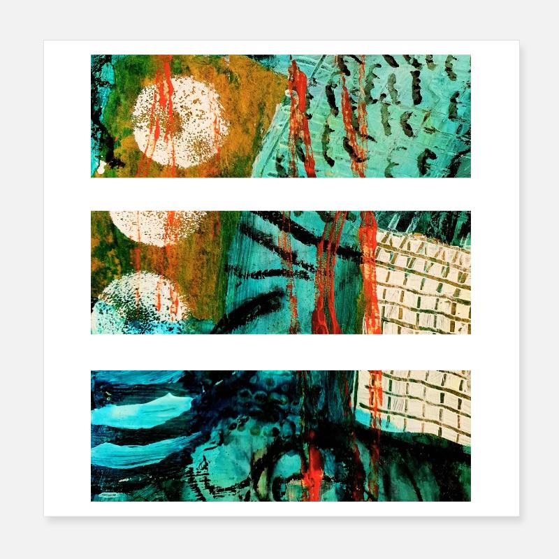 Paysage abstrait aux couleurs vives Poster 20 x 20 cm