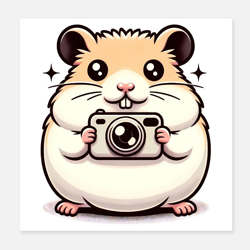 Camera Hamster Poster 8" x 8" (20x20 cm)