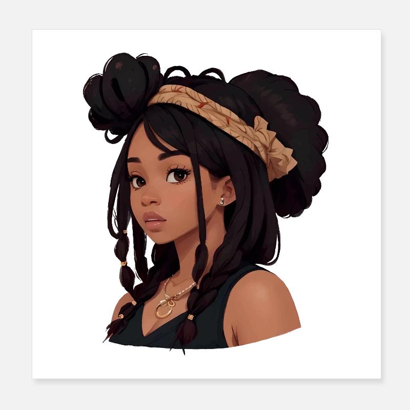 Hübsche Frau mit Dreadlocks Poster 20x20 cm