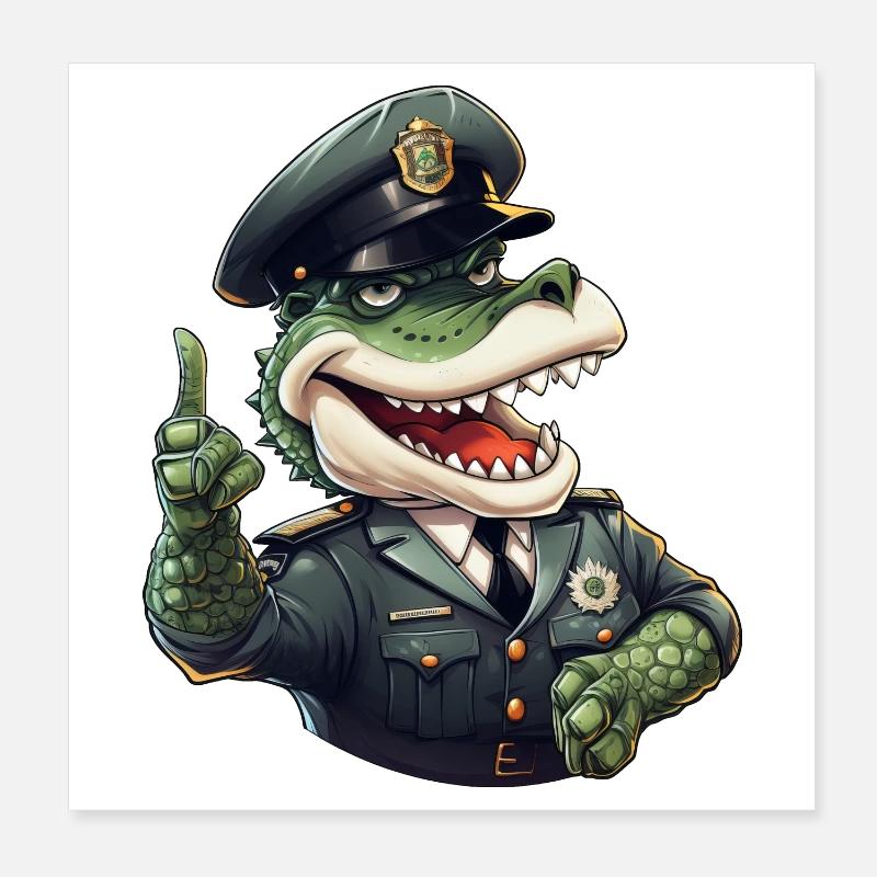 Crocodile Policeman Poster 8" x 8" (20x20 cm)