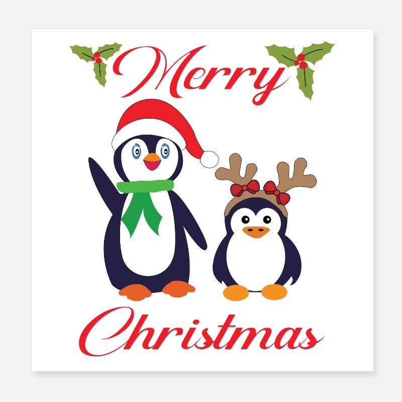 JOYEUX NOËL AVEC LES PINGOUINS DE NOËL Poster 20 x 20 cm