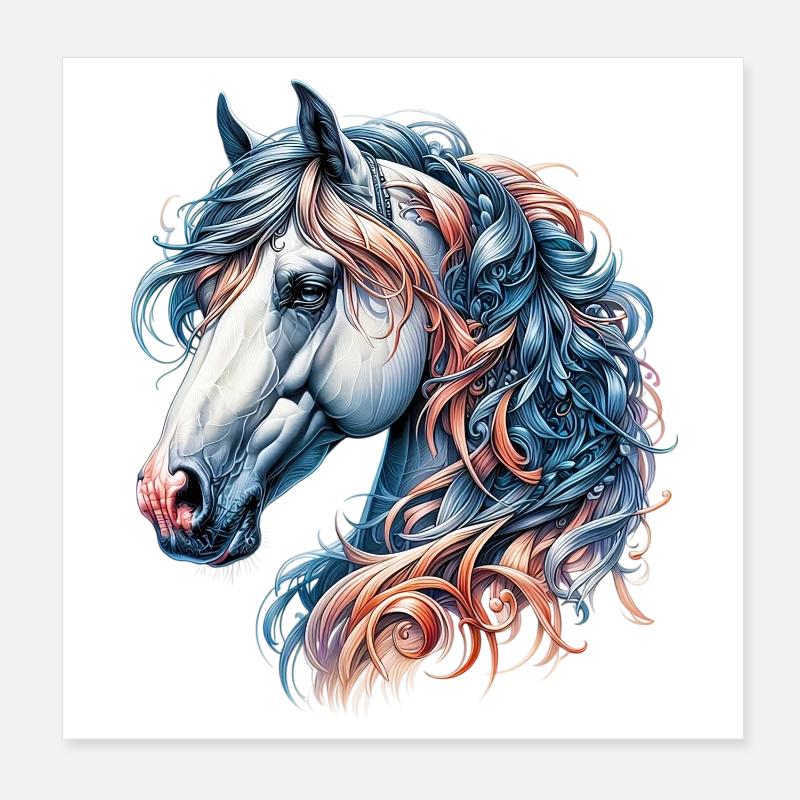 Horse Poster 8" x 8" (20x20 cm)