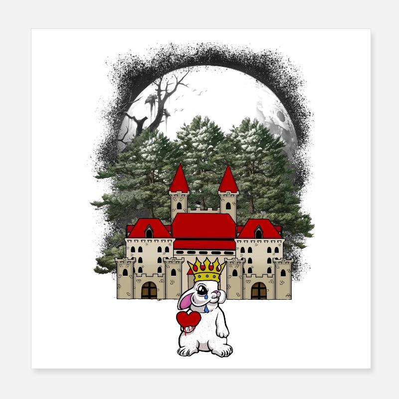 Lapin Lapin Roi Château Conte De Fées Coeur Poster 20 x 20 cm