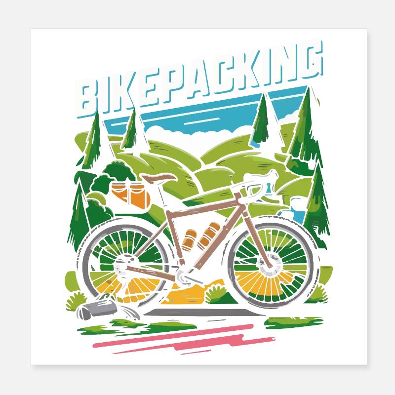 Scène d’aventure à vélo Poster 20 x 20 cm