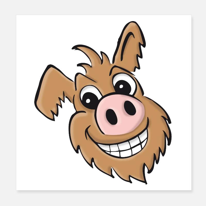 Chien cochon - amical Poster 20 x 20 cm