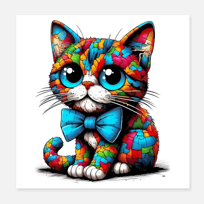 Chat avec noeud papillon Poster 20 x 20 cm