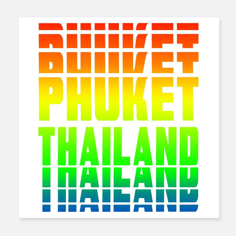 Phuket Thailand Regenbogen Design Poster 20x20 cm