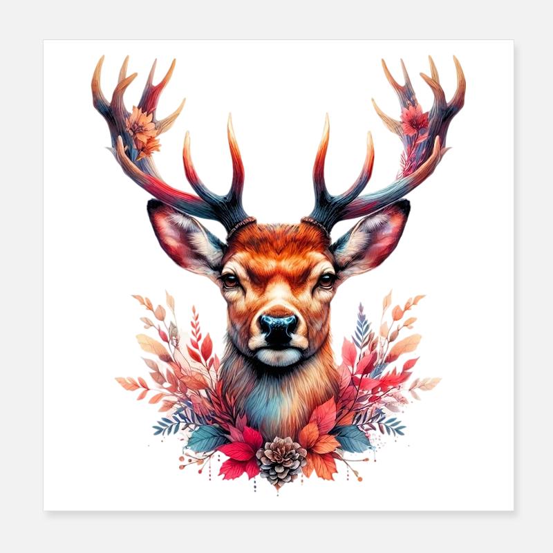 Hirsch Poster 20x20 cm