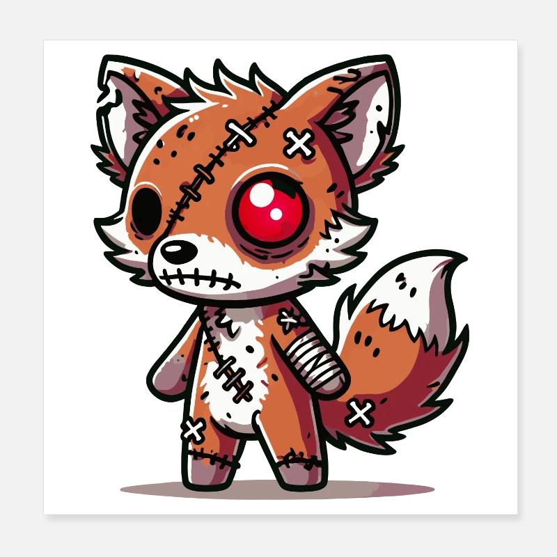 Renard zombie effrayant pour s’amuser à Halloween Poster 20 x 20 cm