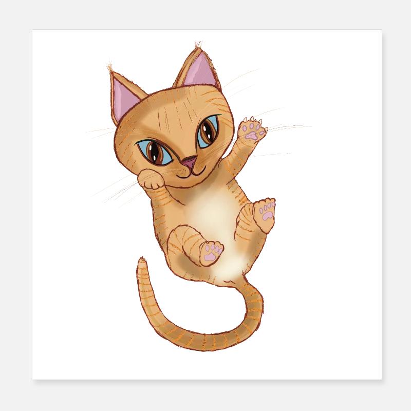 Chaton Orange mignon Poster 20 x 20 cm