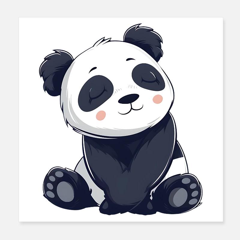 Illustration de dessin animé panda mignon Poster 20 x 20 cm